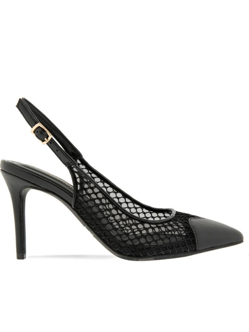 BCBGeneration Black Mesh Pointed Slingback Heels - Picture 5 of 8
